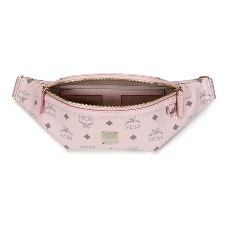 MCM Artificial Leather Sling Bag Small Size Women's Soft Pink-5