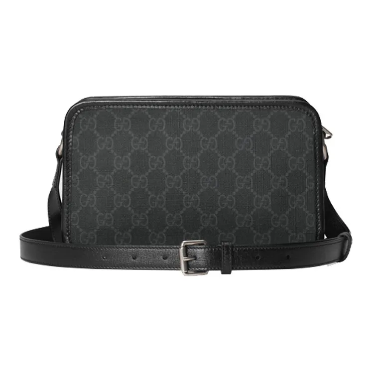 GUCCI Canvas With Leather Box Bag, Shoulder Bag, Crossbody Bag Mini Men's Black-2