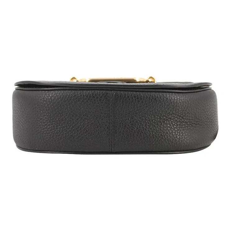 COACH Jade Litchi Grain Leather Saddle Bag, Shoulder Bag, Crossbody Bag Medium Size Women's Black-4