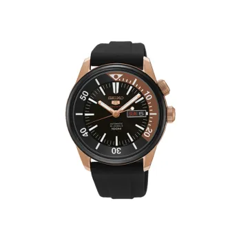 SEIKO Automatic Mechanical Movement Resin Strap Watch Men's Watches Black Dial