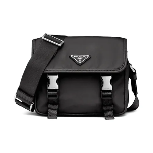 PRADA Saffiano Leather Messenger Bag Shoulder Bag Women's Black