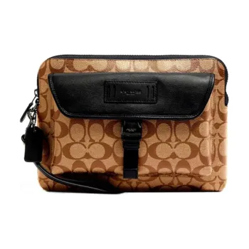 COACH Ranger Cow Leather Coin Purse, Clutch Medium Size Men's Brown Monogram