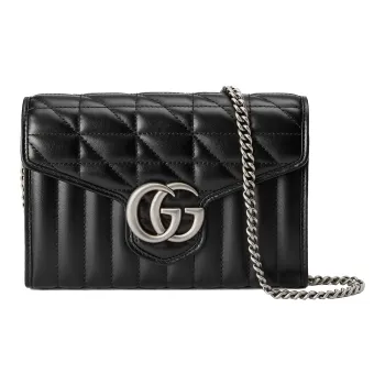 GUCCI GG Marmont Quilting Leather Envelope Bag Crossbody Bag Shoulder Bag Women's Black