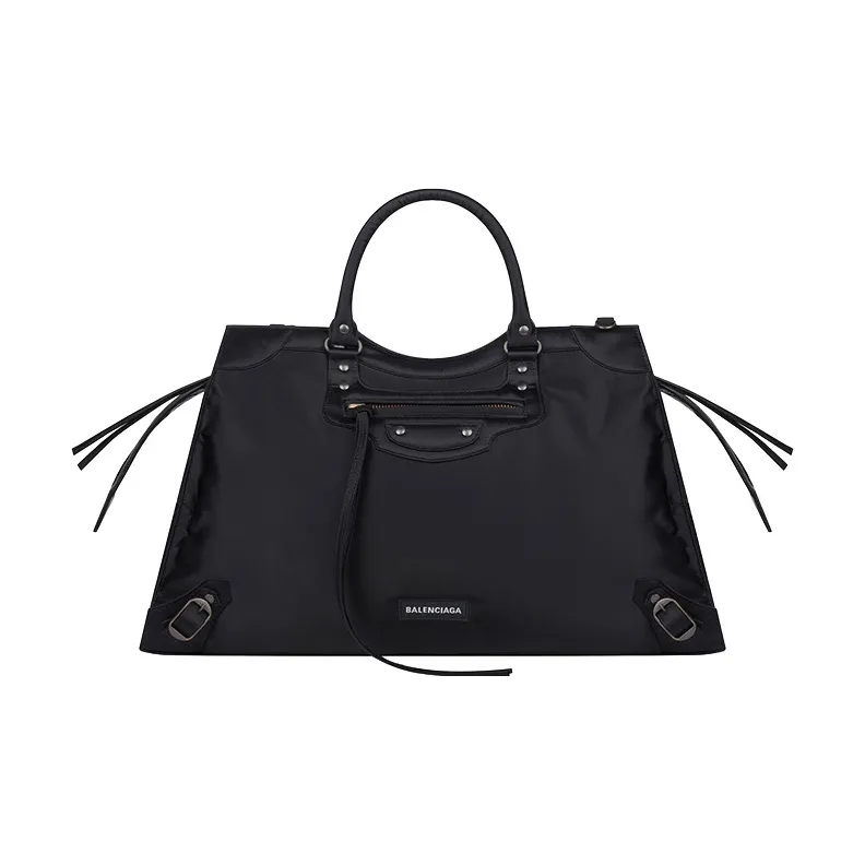 Balenciaga Neo Classic Nylon Shoulder Bag Crossbody Bag Handbag Unisex Black-0