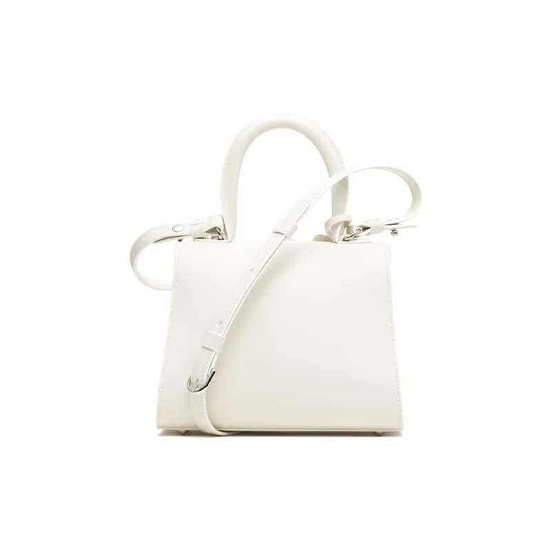 Delvau Cow Leather Shoulder Bag, Crossbody Bag, Handbag Mini Women's White-4