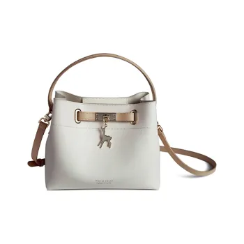 VANESSA HOGAN Cow Leather Bucket Bags One Shoulder Handbags Women's Vanilla White