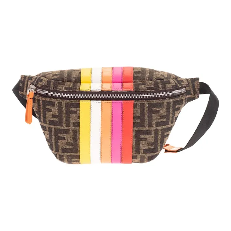 FENDI Jacquard Canvas With Leather Shoulder Bag Crossbody Bag Sling Bag Fanny Pack Kids' Brown-0