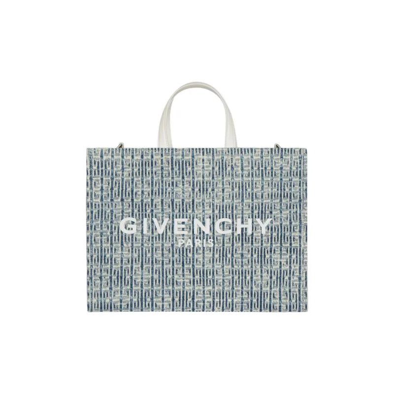 GIVENCHY Cow Leather Tote Bag Shopping Bag Handbag Shoulder Bag Crossbody Bag Medium Size Women's Denim Blue-0