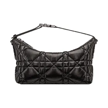 DIOR Cow Leather Clutch Medium Size Women's Black Silver