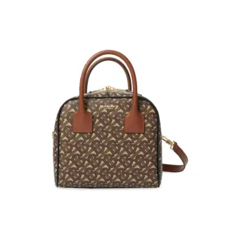 Burberry Cube Canvas Handbag Medium Size Unisex Brown