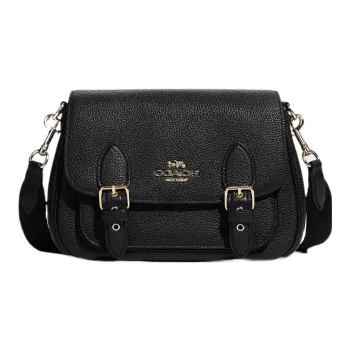 COACH Lucy Pebbled Leather Shoulder Bag, Crossbody Bag Trumpets Women's Black