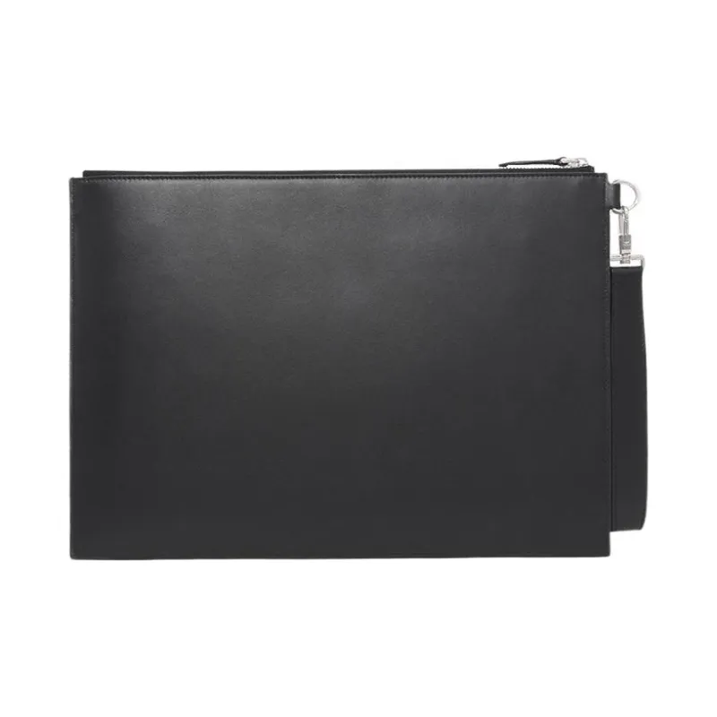 Burberry Cow Leather Storage Bag Clutches Large Size Men's Black-2