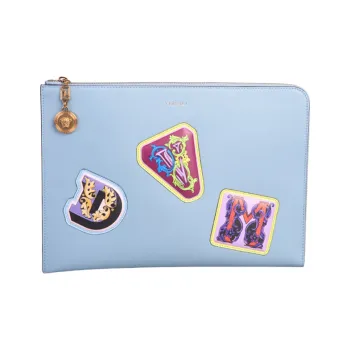 VERSACE VERSACE Leather Clutch Unisex Light Blue