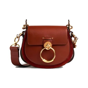 Chloe Tess Cow Leather Crossbody Bags Shoulder Bags Small Size Women's Tan