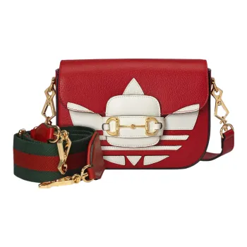 GUCCI Adidas Collaboration Horsebit 1955 Leather Shoulder Bag Crossbody Bag Mini Women's Red