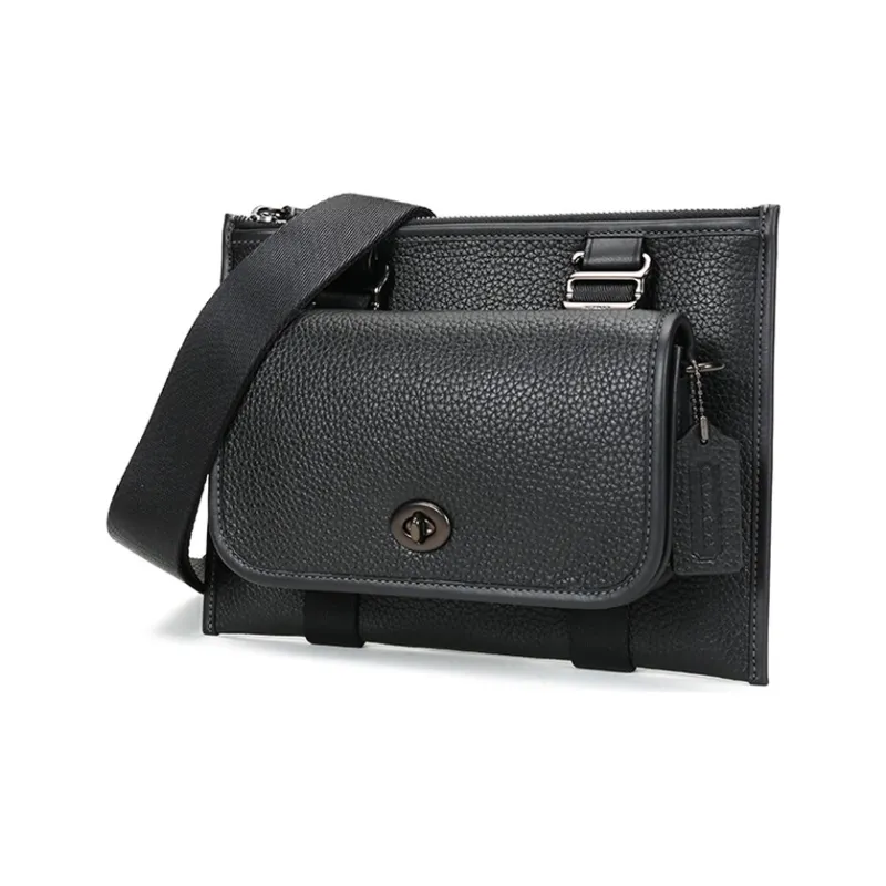 COACH Leather Shoulder Bag Crossbody Bag Fanny Pack Regular Men's Black-2