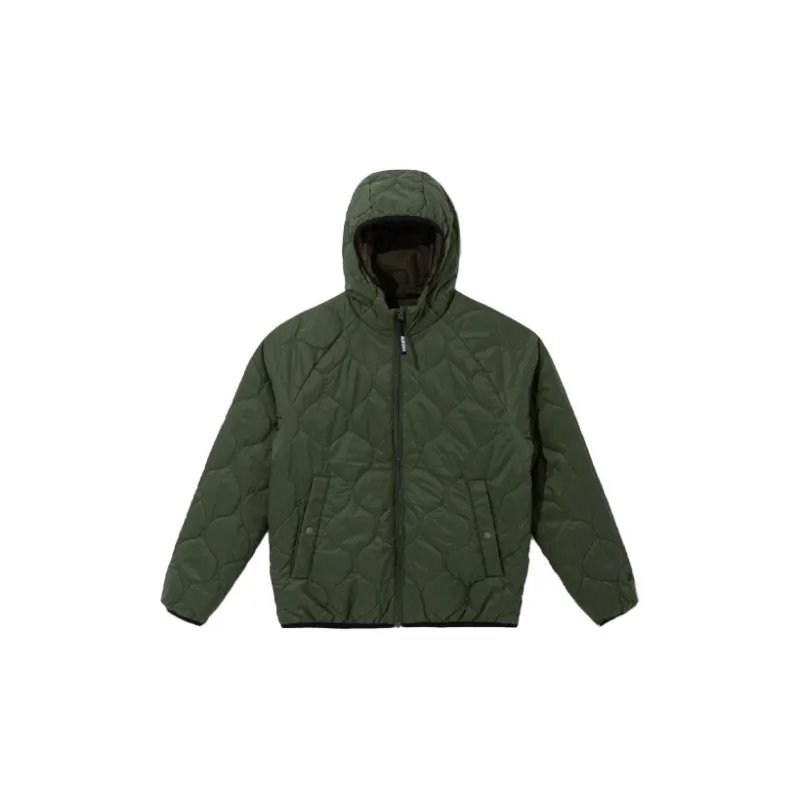 New Era FW21 Solid Color Hooded Fitted Moderate Regular Edition Puffer Jacket Unisex Olive Green-3