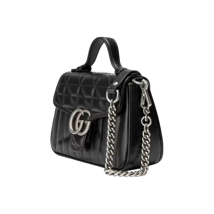 GUCCI GG Marmont Leather Messenger Bag Shoulder Bag Crossbody Bag Handbag Mini Women's Black-1