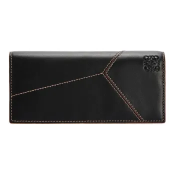 LOEWE Cow Leather Long Wallet Men's Black