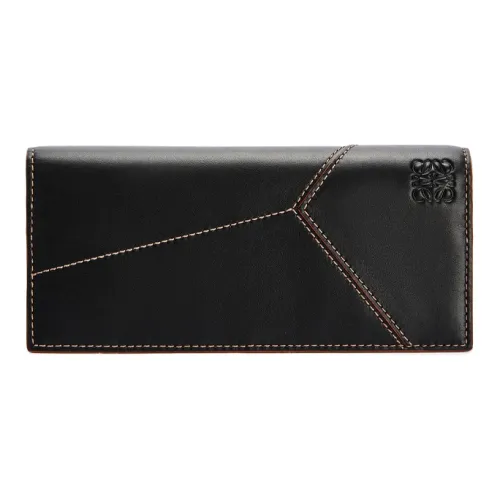LOEWE Cow Leather Long Wallet Men's Black