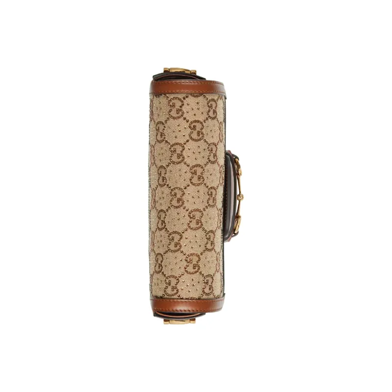 GUCCI Horsebit 1955 Canvas Bag, Handbag, Shoulder Bag Women's Ebony & Brown-3