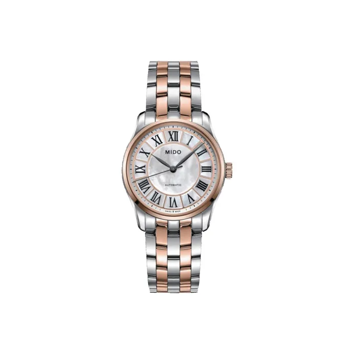 MIDO Brunner Series Automatic Mechanical Movement Women's Watch 33mm White Dial PVD Coated Watch Case-0