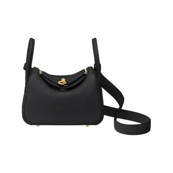 HERMES Lindy Taurillon Clemence Leather Handbag Shoulder Bag Crossbody Bag Mini Women's Noir Black