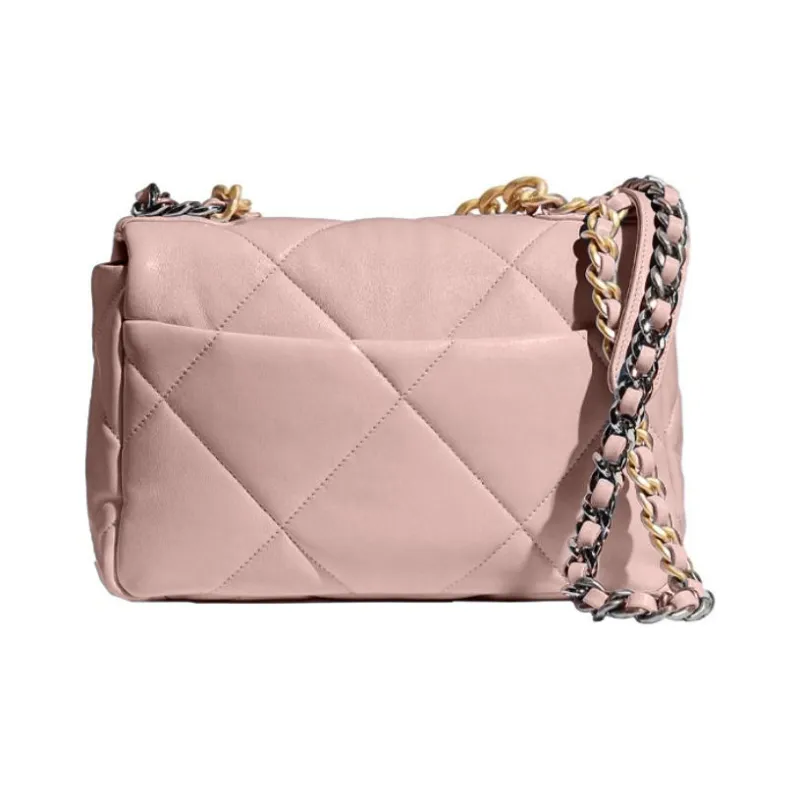 CHANEL 19Bag Sheepskin Flap Bag, Crossbody Bag, Shoulder Bag Women's Pink-1