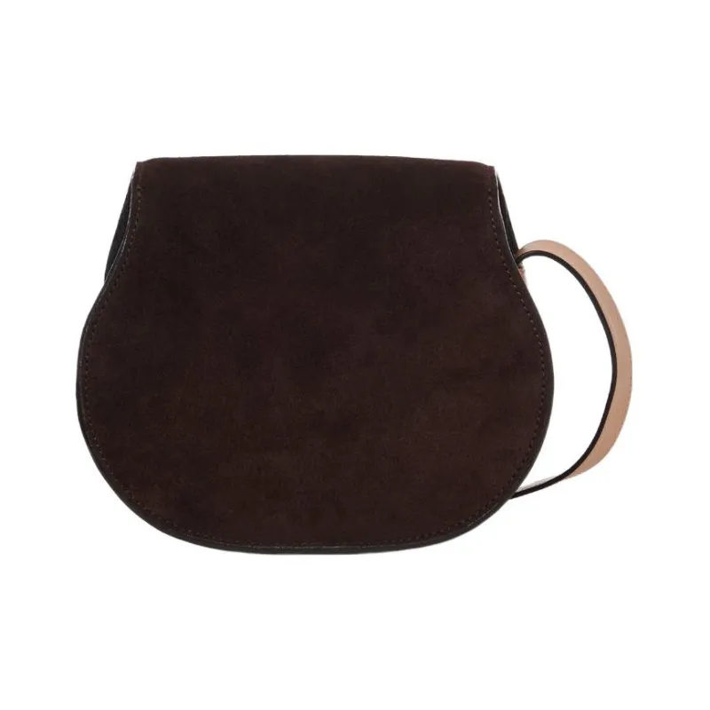 Chloe Marcie Suede Studded Calfskin Saddle Bag Shoulder Bag Crossbody Bag Small Size Women's-2