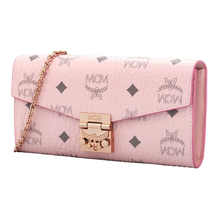 MCM Artificial Leather Envelope Bag, Chain Bag, Shoulder Bag, Crossbody Bag Mini Women's Cherry Blossom Pink-1