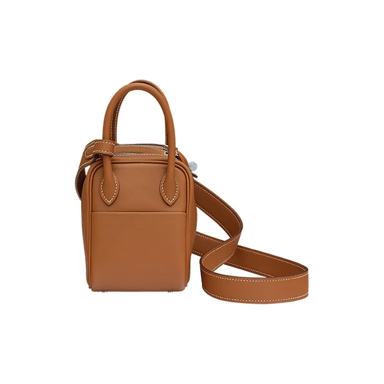 HERMES Lindy Swift Leather Handbag, Shoulder Bag, Crossbody Bag Mini Women's Gold/Amber Yellow-1