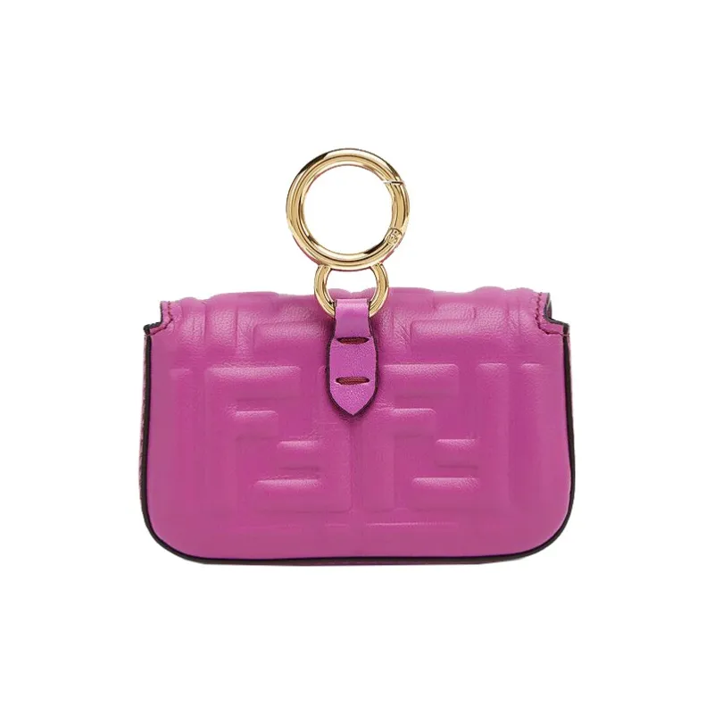 FENDI Lambskin Coin Purse Shoulder Bag Crossbody Bag Extra Mini Women's Purple 21-3