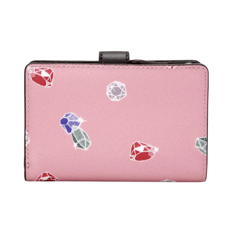 COACH Corner Zip Canvas Wallet Mini Women's Tulip Pink With Silver-2