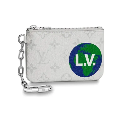 LOUIS VUITTON Zipped Pouch Monogram Logo Story PM White