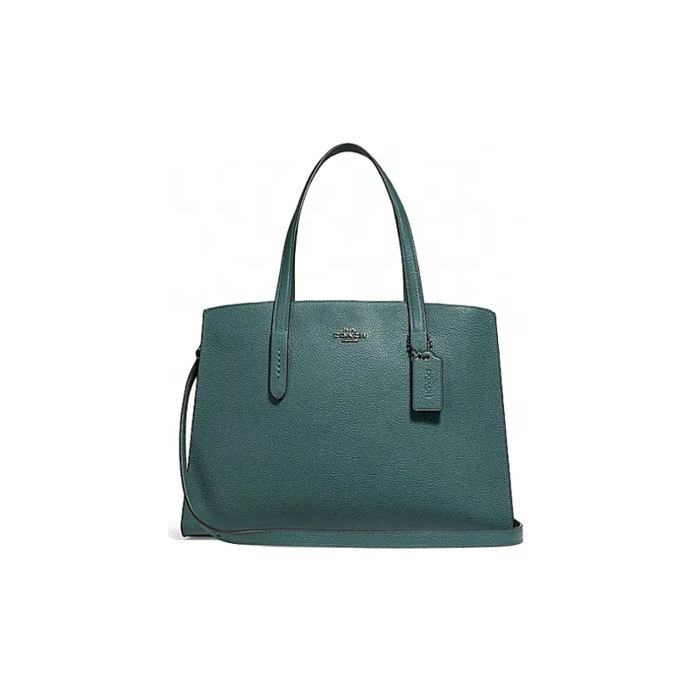 COACH Charlie Leather Handbag Large Size Women's Deep Turquoise-0