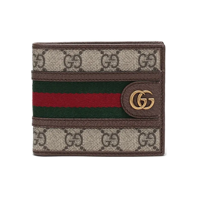 GUCCI Ophidia Canvas With Leather Wallet Men's Beige & Ebony-0
