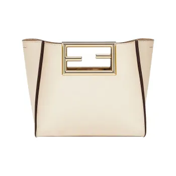 FENDI Calfskin Tote Bag Shopping Bag Shoulder Bag Crossbody Bag Handbag Small Size Women's White