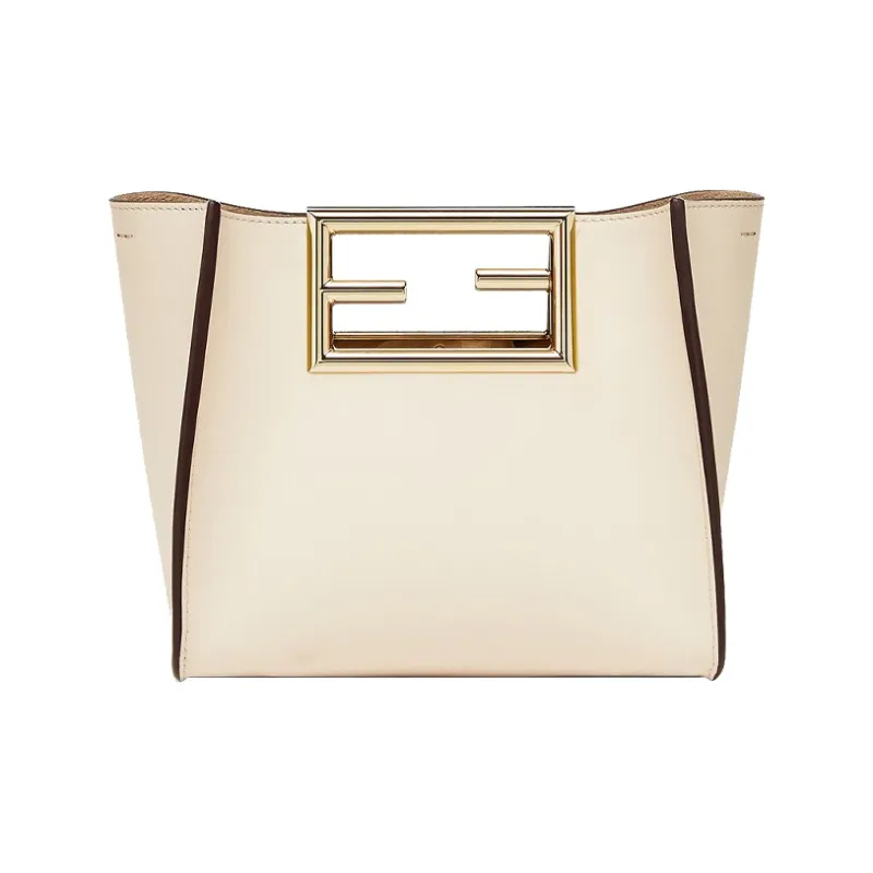 FENDI Calfskin Tote Bag Shopping Bag Shoulder Bag Crossbody Bag Handbag Small Size Women's White-0