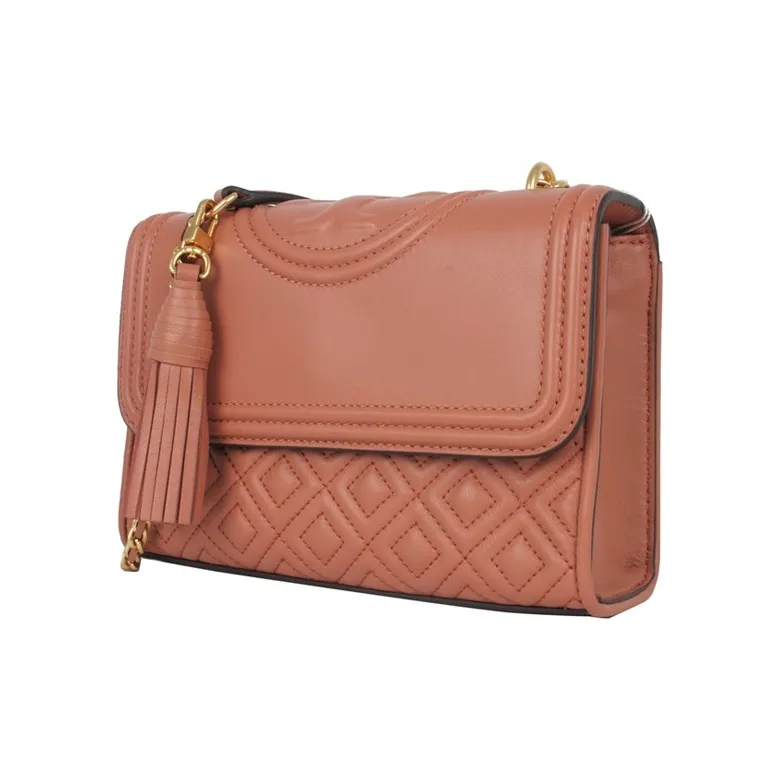 TORY BURCH Fleming Sheepskin Shoulder Bag Crossbody Bag Small Size Women's Coral-1
