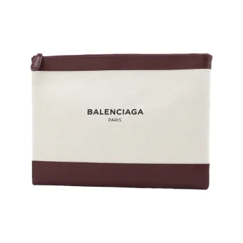 Balenciaga Canvas With Leather Canvas Bag Clutch Women's Ecru