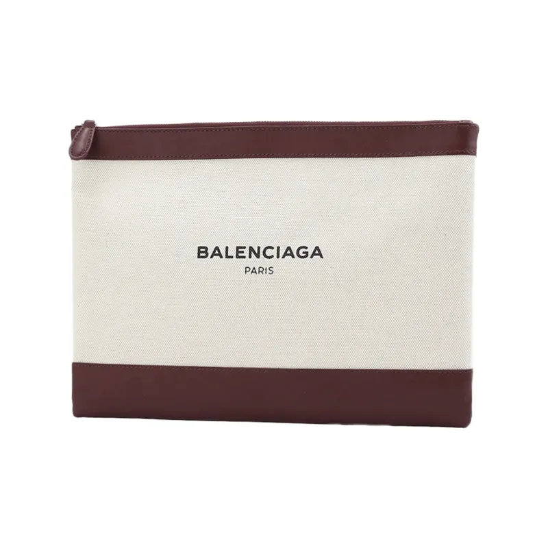 Balenciaga Canvas With Leather Canvas Bag Clutch Women's Ecru-0