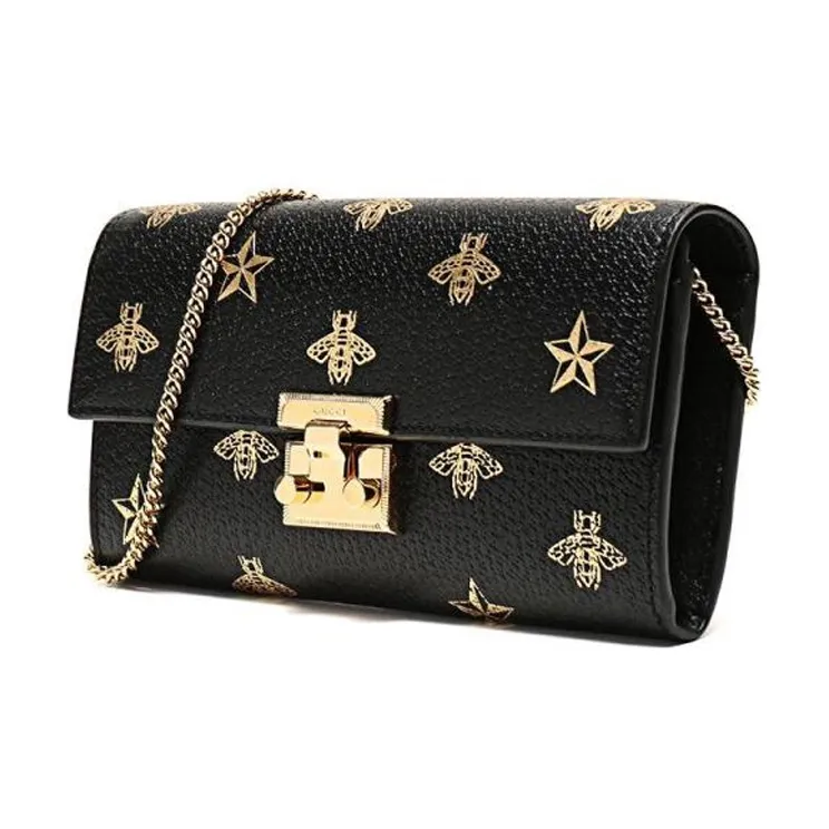 GUCCI Padlock Leather Lock Bag, Handbag, Shoulder Bag, Clutch, Shoulder Bag Mini Women's Black-1