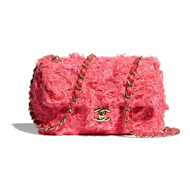 CHANEL Twill Soft Nappa & Metal Mouth Cover Bag, Crossbody Bags, Shoulder Bags Mini Women's Coral & Gold-0