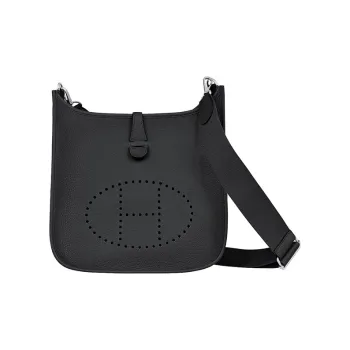 HERMES Evelyne Clemence Bullock Leather Ivorie Shoulder Bag Crossbody Bag Regular Unisex Black