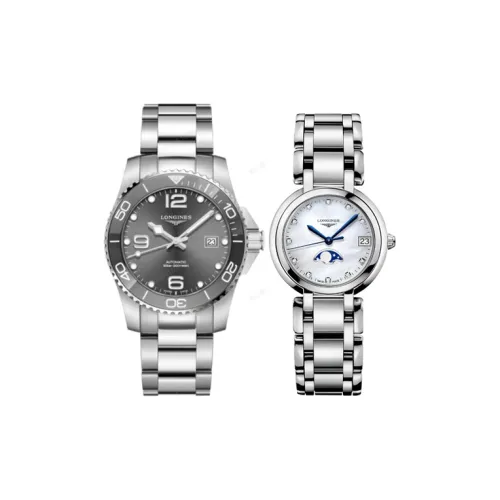LONGINES Unisex Hydro Conquest Series + PrimaLuna Series Watch L3.781.4.76.6+L8.115.4.87.6 Silver/Gray/White