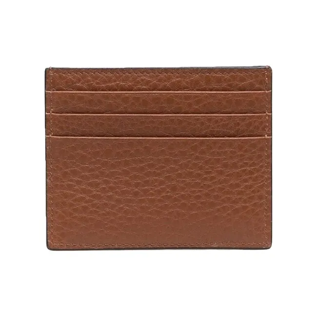 Valentino Calfskin Card Holder Men's Brown-1
