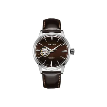 SEIKO Mechanical Movement Genuine Leather Strap Watch Men's Watches Black Dial SSA407J1