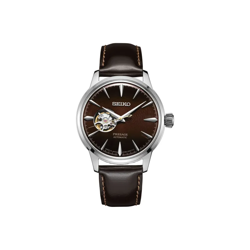 SEIKO Mechanical Movement Genuine Leather Strap Watch Men's Watches Black Dial SSA407J1-0