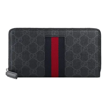 GUCCI Canvas With Leather Wallet Men's Black Gray