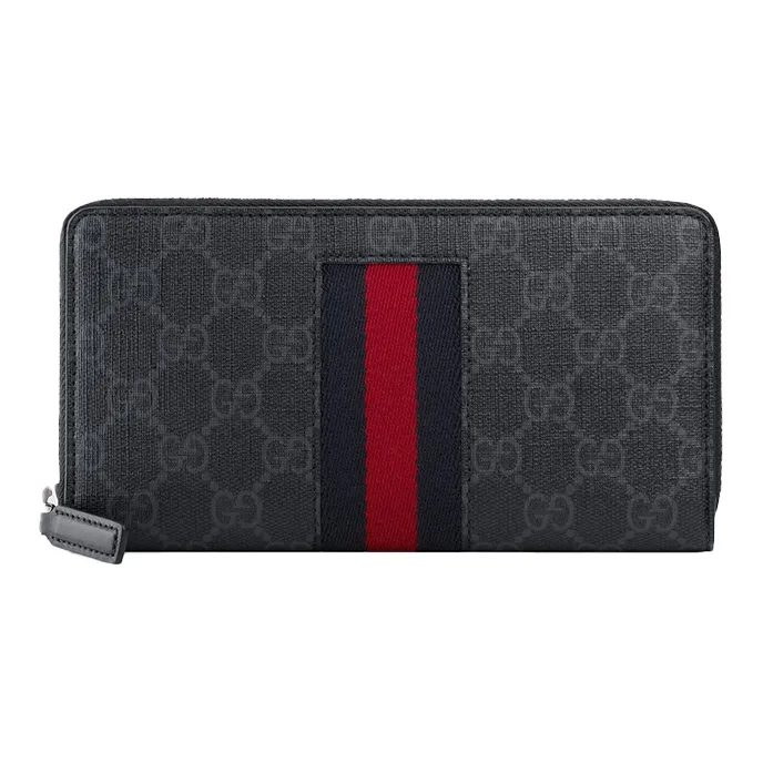 GUCCI Canvas With Leather Wallet Men's Black Gray-0